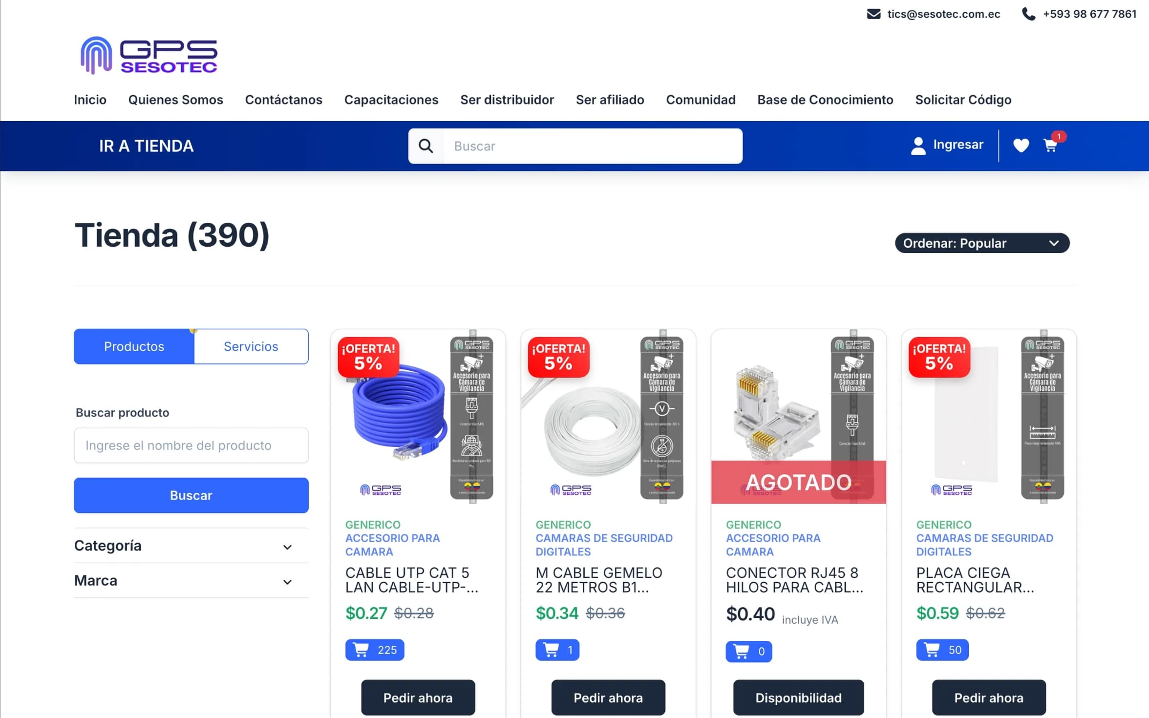 Proyecto e-commerce desarrollado por iDrix Technology para GPS Sesotec